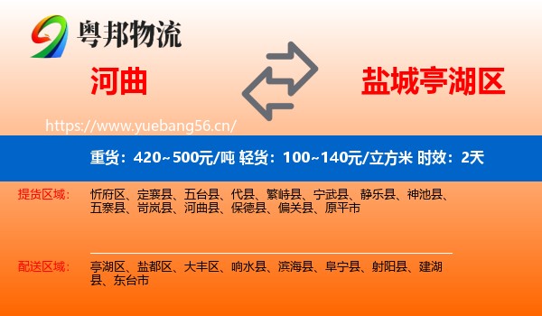 河曲到亭湖区物流专线名片