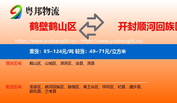 鹤山区到顺河回族区物流专线