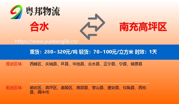 合水到高坪区物流专线名片