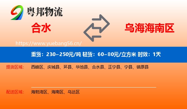 合水到海南区物流专线名片