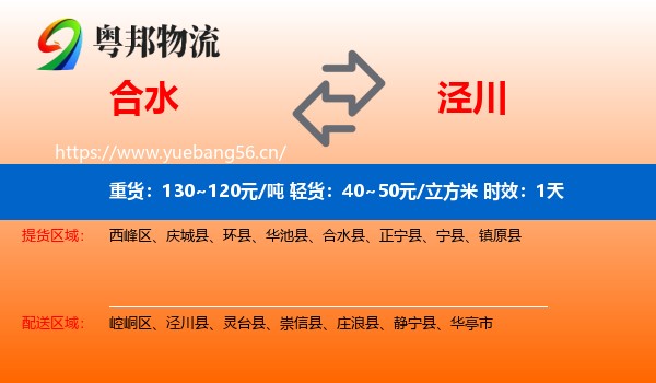 合水到泾川县物流专线名片