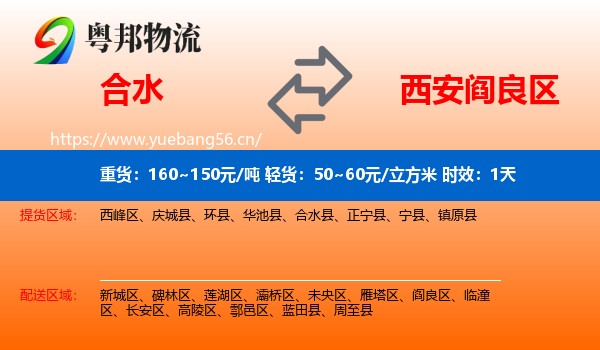 合水到阎良区物流专线名片