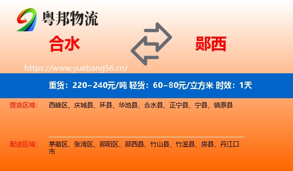 合水到郧西县物流专线名片