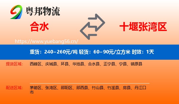 合水到张湾区物流专线名片