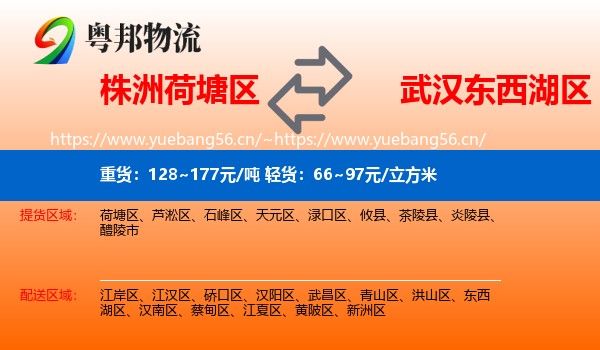 株洲荷塘区到东西湖区物流