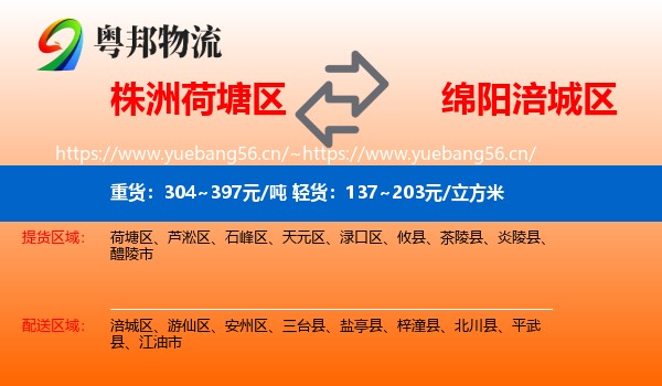 株洲荷塘区到涪城区物流