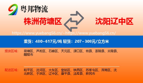 株洲荷塘区到辽中区物流