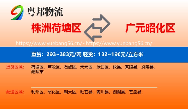 株洲荷塘区到昭化区物流