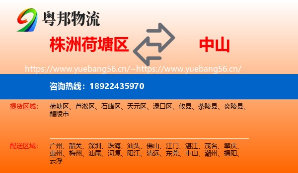 株洲荷塘区到中山物流