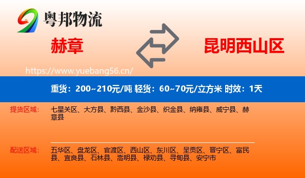 赫章到西山区物流专线名片