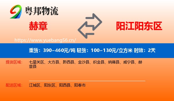 赫章到阳东区物流专线名片