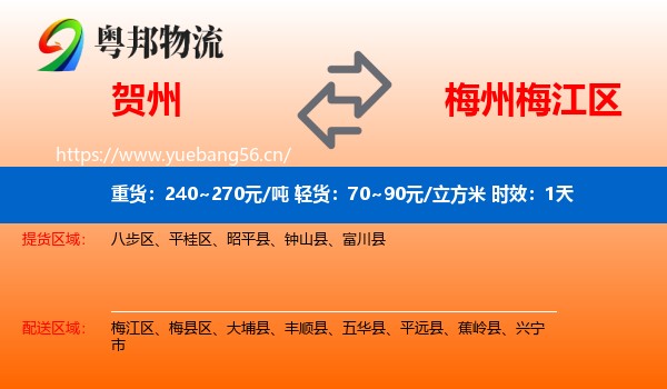 贺州到梅江区物流专线名片