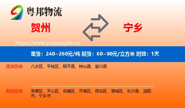 贺州到宁乡市物流专线名片