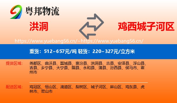 洪洞县到城子河区物流专线