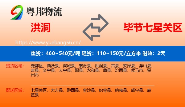 洪洞到七星关区物流专线名片