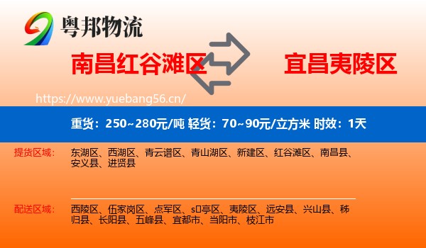 南昌红谷滩区到夷陵区物流 南昌红谷滩区到夷陵区物流专线名片