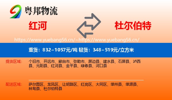 红河到杜尔伯特县物流