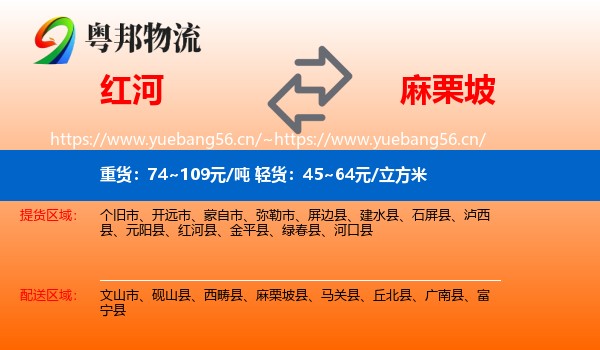 红河到麻栗坡县物流
