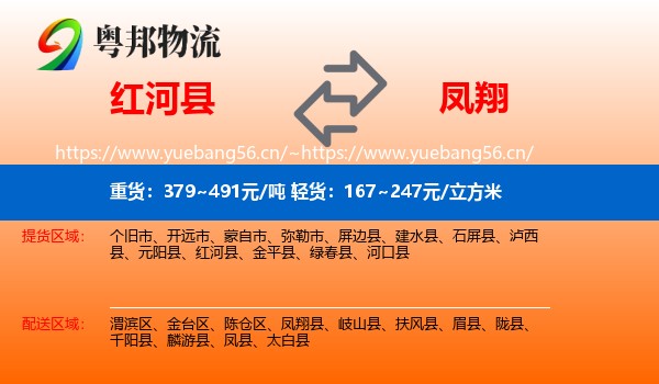 红河县到凤翔县物流