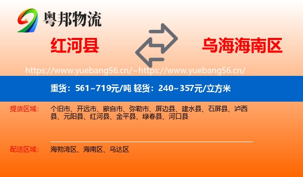 红河县到海南区物流
