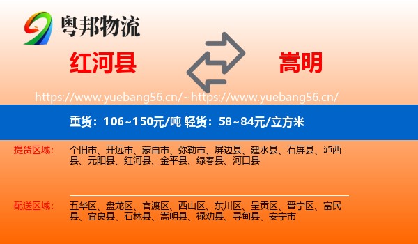 红河县到嵩明县物流