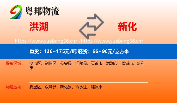 洪湖到新化县物流