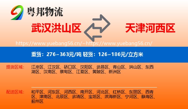 武汉洪山区到河西区物流