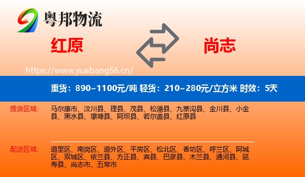 红原到尚志市物流专线名片