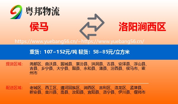 侯马到涧西区物流