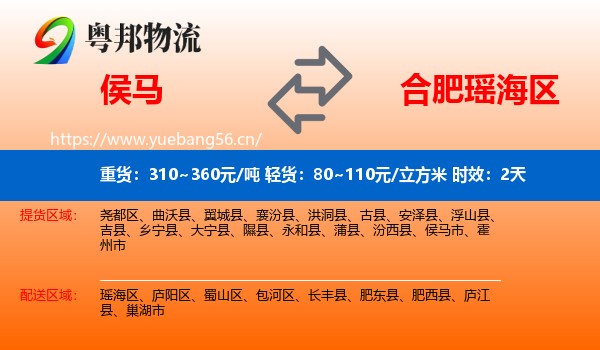 侯马到瑶海区物流专线名片