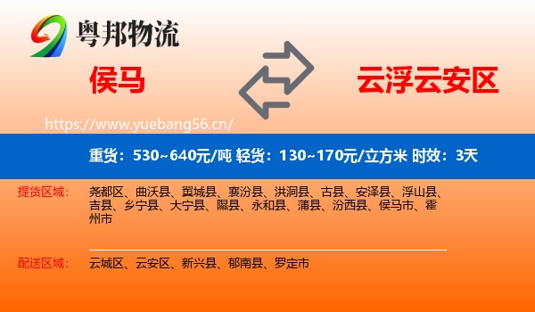 侯马到云安区物流专线名片