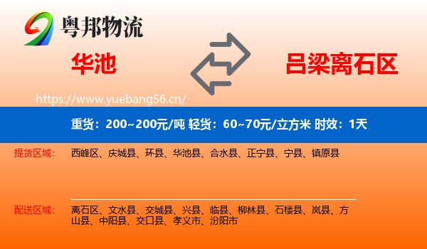 华池到离石区物流专线名片
