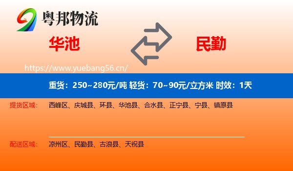 华池到民勤县物流专线名片