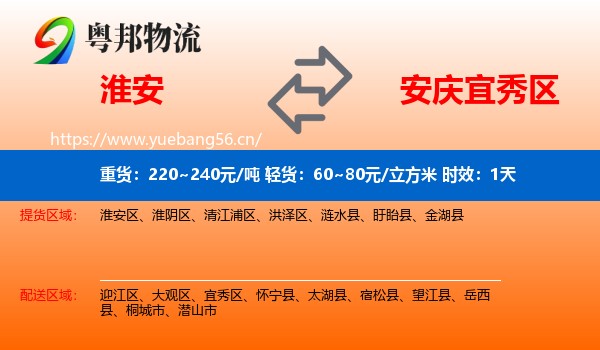 淮安到宜秀区物流 淮安到宜秀区物流专线名片