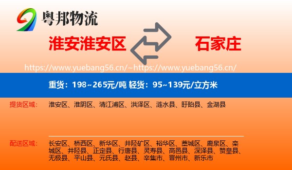淮安淮安区到石家庄物流