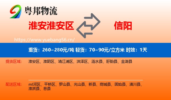 淮安淮安区到信阳物流专线名片