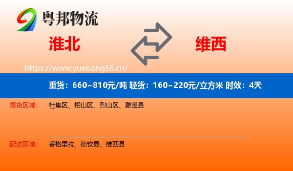 淮北到维西县物流专线名片