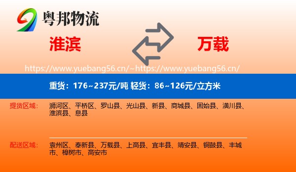 淮滨到万载县物流