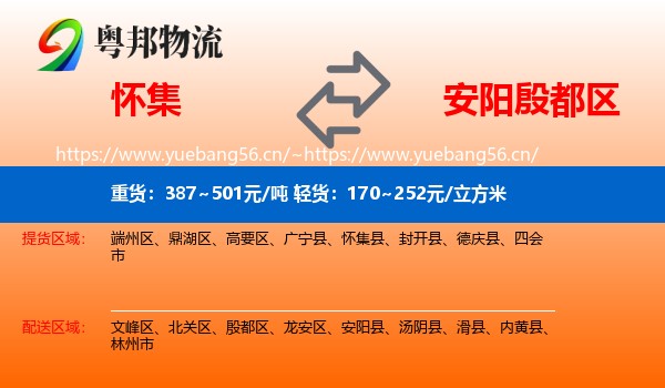 怀集到殷都区物流