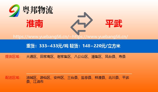 淮南到平武县物流