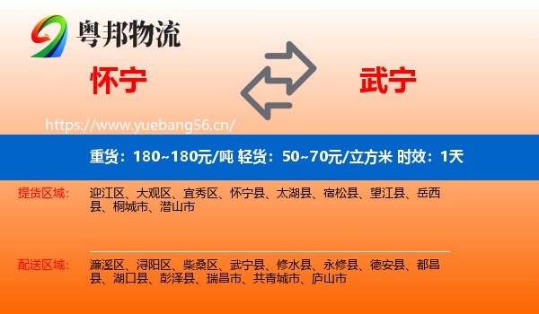 怀宁到武宁县物流专线名片