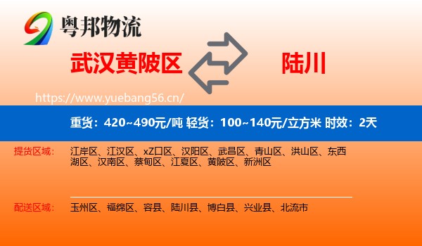 武汉黄陂区到陆川县物流专线名片