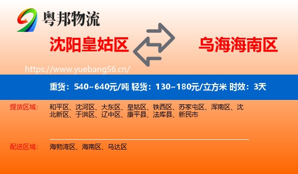 沈阳皇姑区到海南区物流专线名片