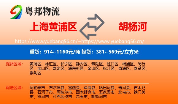 上海黄浦区到胡杨河市物流