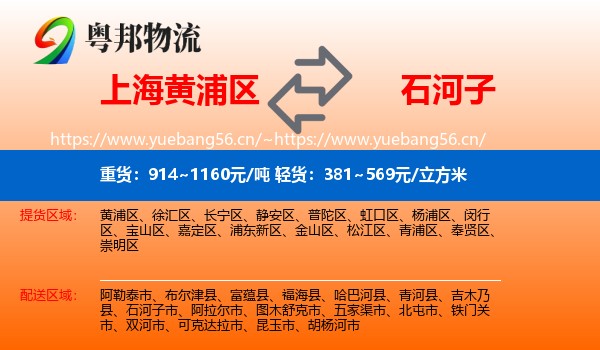 上海黄浦区到石河子市物流