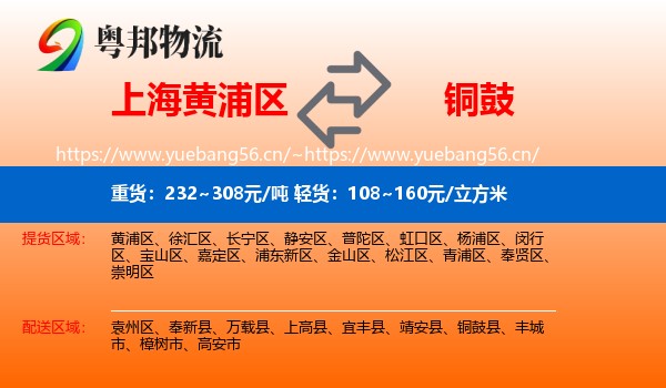 上海黄浦区到铜鼓县物流