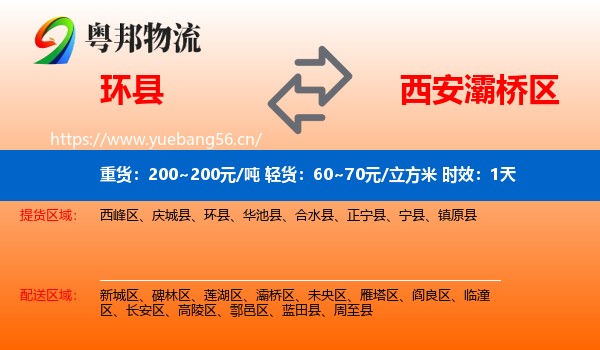 环县到灞桥区物流专线名片