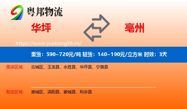 华坪到亳州物流专线名片