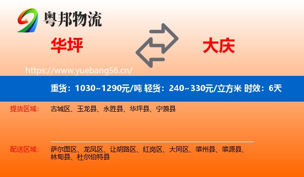 华坪到大庆物流专线名片