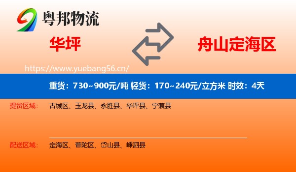 华坪到定海区物流专线名片